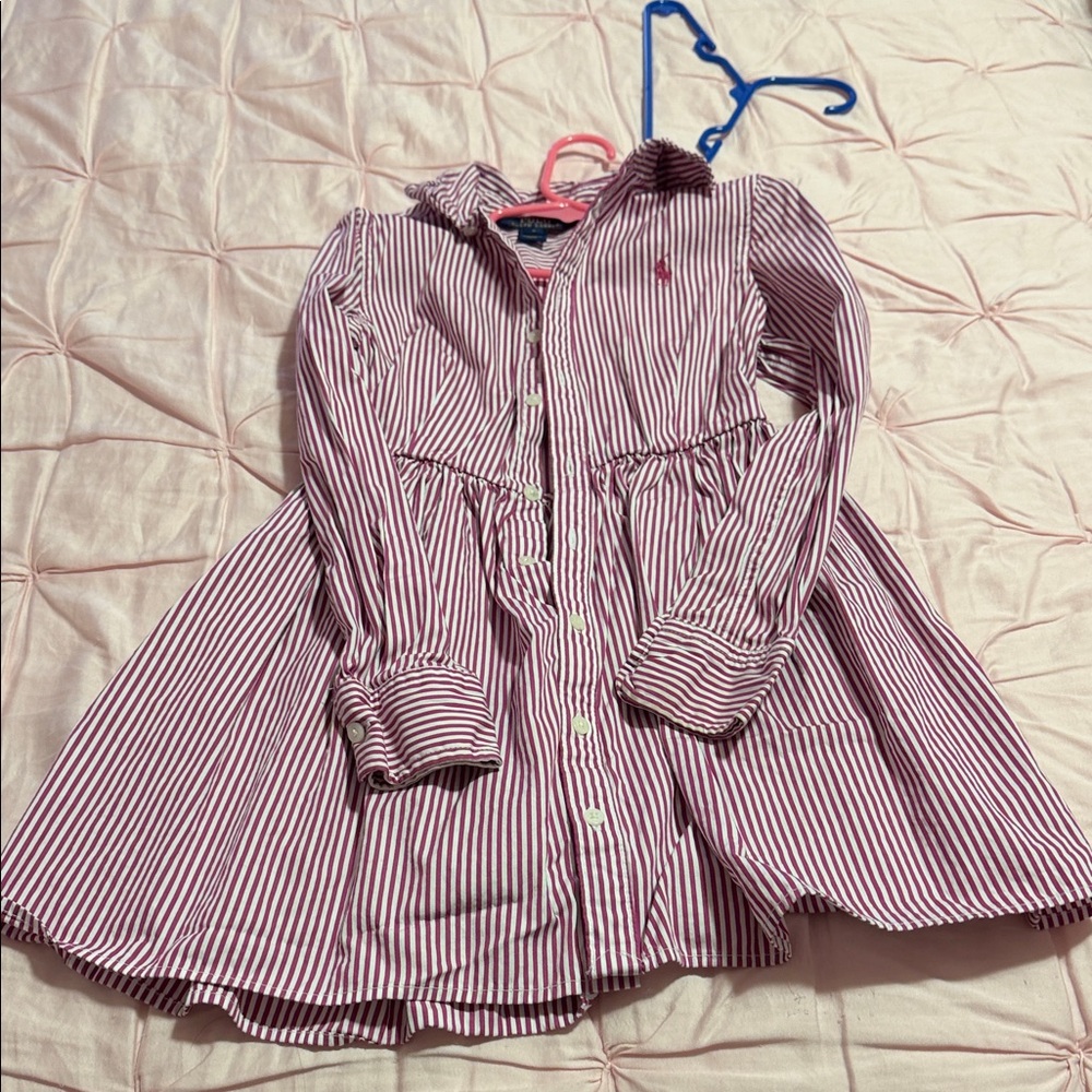 Polo by Ralph Lauren Red and White Striped Kids Dress
